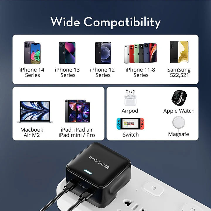 Ravpower RP PC1031 PD PIONEER Wall Charger  35W-2-PORT black