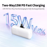 iWALK LinkPod Switch | 5000mAh, Rotary Portable Power Bank, USB-C & Lightning two Plug to Switch Freely, Two-Way 15W PD fast Charging White