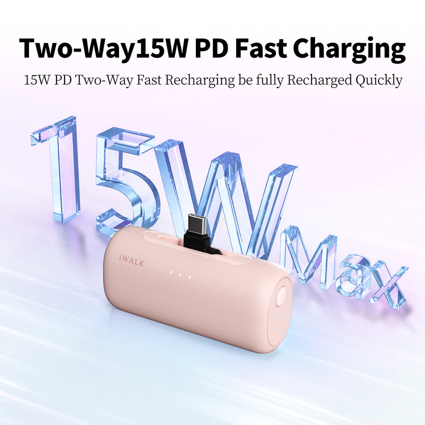 iWALK LinkPod Switch | USB-C and Lightning Plug Portable Charger Pink