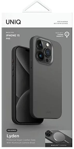 UNIQ HYBRID IPHONE 15 PRO MAGCLICK CHARGING LYDEN DS - CHARCOAL (RHINO GREY/BLACK)