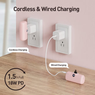 iWALKSmall Portable Charger, 4800mAh 18W PD Fast Charging Power Bank with Built in USB C Connector, External Mini Battery Pack for Samsung Galaxy Z Flip, S24/S23, Android, iPhone 15/Pro/Max