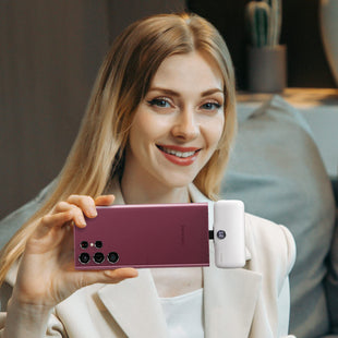 iWALKSmall Portable Charger, 4800mAh 18W PD Fast Charging Power Bank with Built in USB C Connector, External Mini Battery Pack for Samsung Galaxy Z Flip, S24/S23, Android, iPhone 15/Pro/Max, White