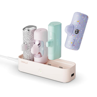 iWALK LinkPod Station for iWALK LinkPod Portable Charger 4500mAh, 4800mAh,5000mAh Power Bank for iPhone Charging Station Multiple USB-C Family-Sized Charger Station for Home(Station Only), Pink
