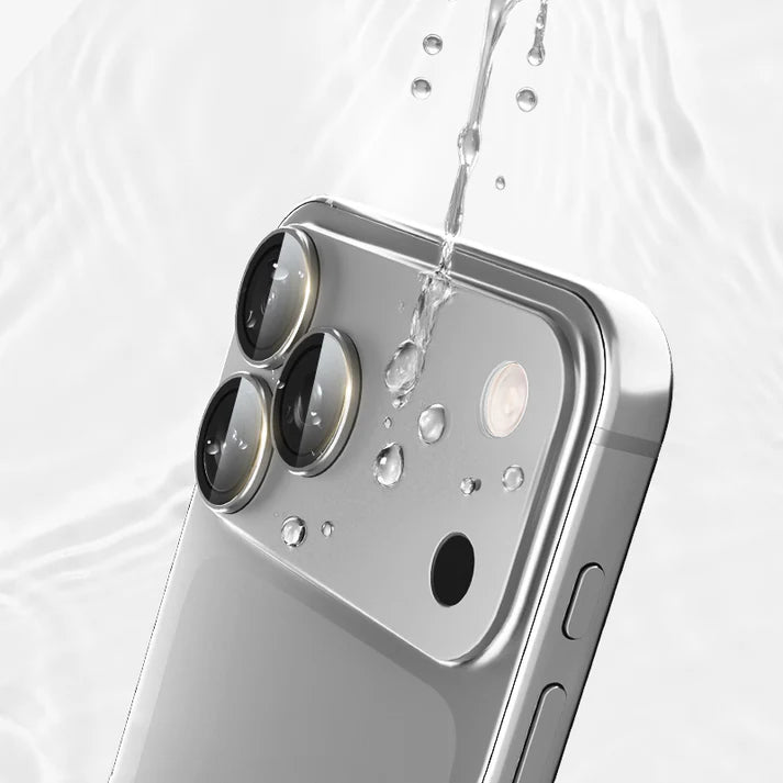MOCOLL 360° Camera Lens Protector for iPhone 17 Pro Max | Tempered Glass with Metal Frame - Silver Color