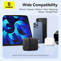 Baseus Palm Fast Charger 2C+U 65W - Cluster Black
(with Baseus Cable USB-C to USB-C 100W)