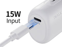 iWALK LinkPod Switch | 5000mAh, Rotary Portable Power Bank, USB-C & Lightning two Plug to Switch Freely, Two-Way 15W PD fast Charging White