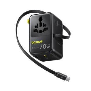 Baseus EnerCore CG11 6-in-1 Universal Travel Adapter with Retractable Cable 70W - Cosmic Black