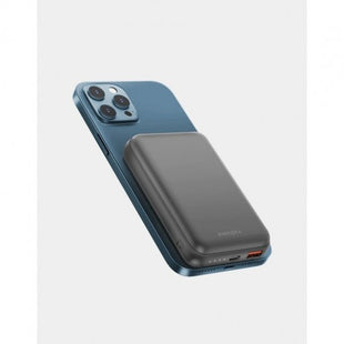 ENERGEA MAGPAC LITHE 10000mAh Ultra SLIM MAGNETIC FAST WIRELESS USB-C PD20W POWERBANK WITH BUILY-IN VIDEO STAND -BLACK