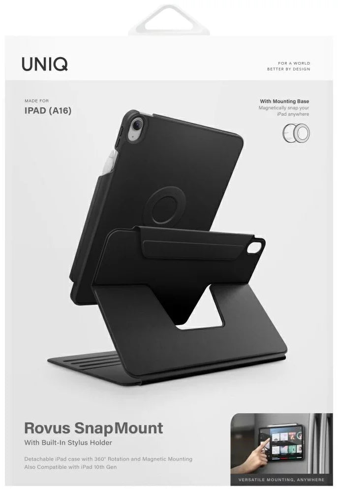 UNIQ ROVUS SNAPMOUNT MAGNETIC 360 ROTATING DETACHABLE CASE FOR IPAD (A16/10TH GEN) - DALLAS BLACK (DALLAS BLACK)