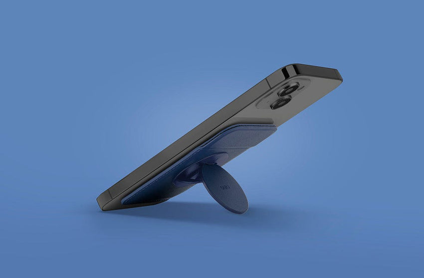 UNIQ FLIXA MAGNETIC CARD HOLDER AND POP-OUT GRIP-STAND - NAVY BLUE (NAVY BLUE) EOL