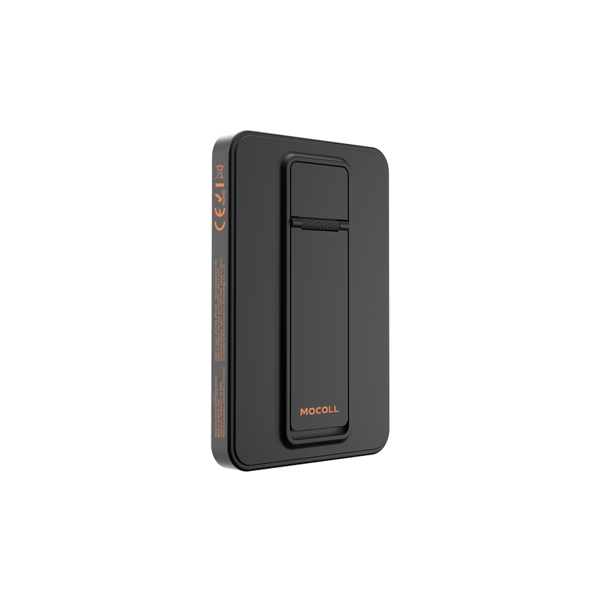 MOCOLL 5000mAh Black Magnetic Power Bank Stand – PD 20W Fast Wireless Charging