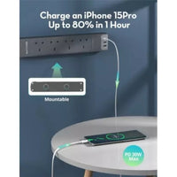 RAVPower RP-PC1039 4 Outlets Power Strip Gray UK Version 3m with USB Port gray