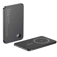 SIA Magnetic power bank metal Body PD 20W -Wireless Charging 15W 5000Mah black