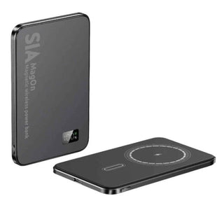 SIA Magnetic power bank metal Body PD 20W -Wireless Charging 15W 5000Mah black