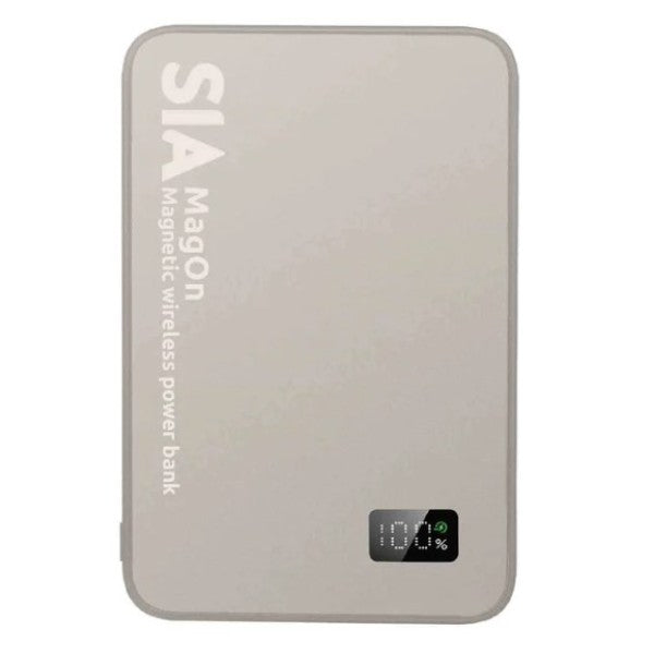 SIA MagOn Magnetic power bank metal Body PD 20W -Wireless Charging 15W5000Mah natural Titanume