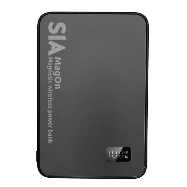 SIA MagOn Magnetic power bank metal Body PD 20W-Wireless Charging 15W 10000Mah black