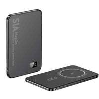 SIA MagOn Magnetic power bank metal Body PD 20W-Wireless Charging 15W 10000Mah black
