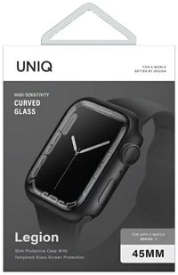 UNIQ LEGION WATCH CASE WITH 9H TEMPERED GLASS SCREEN PROTECTION 45MM MIDNIGHT (BLACK)