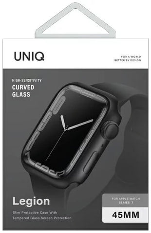 UNIQ LEGION WATCH CASE WITH 9H TEMPERED GLASS SCREEN PROTECTION 45MM MIDNIGHT (BLACK)