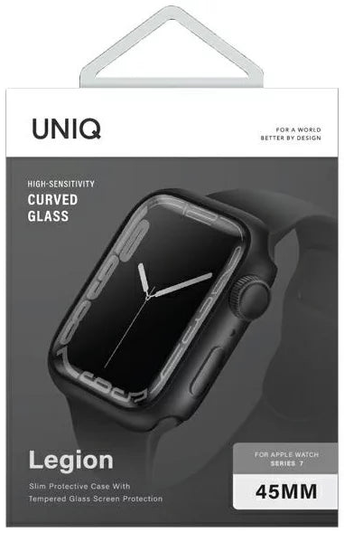 UNIQ LEGION WATCH CASE WITH 9H TEMPERED GLASS SCREEN PROTECTION 45MM MIDNIGHT (BLACK)