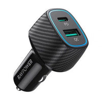 RAVPOWER PD PIONEER 48W 2-PORT USB CAR CHARGER – BLACK