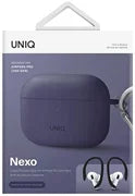 UNIQ NEXO ACTIVE HYBRID SILICONE AIRPODS PRO 2ND GEN (2022) CASE WITH SPORTS EAR HOOKS - FIG (PURPLE)