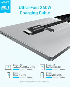 Anker Zolo USB-C to USB-C Cable 240W Braided (1.8m/6ft) -Black