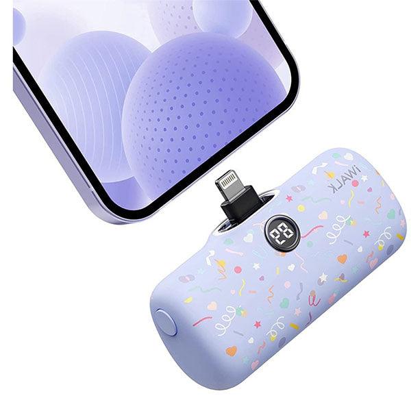 IWalk Linkme Pro Fast Charge 4800 mAh Pocket Battery For iPhone – Purple Ribbon Pattern