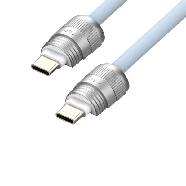 SIApowerlink SOFT RUBBER TYPE C - TYPE C LANYARD CABLE 60W 1.2M LIGHT BLUE