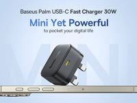 Baseus Palm Fast Charger 1C 30W - Cluster Black
(with Baseus Cable USB-C to USB-C 60W)