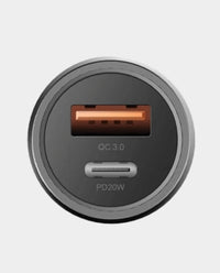 Energea AluDrive D3 USB-C PD20 + USB-A QC 3.0 Duo Port Aluminum 38W Car Charger - Gunmetal
