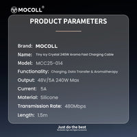 MOCOLL 240W USB-C to USB-C Fast Charging Cable, PD 3.1 Fragrances Design, Nylon Braided Durable Cord for Laptop, Tablet, Smartphone- White