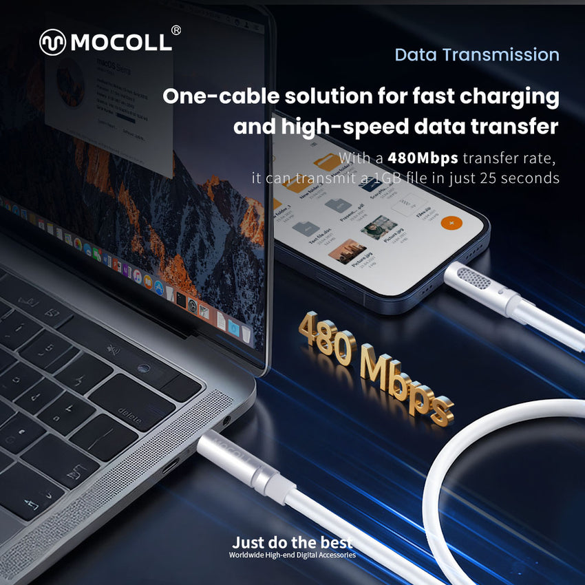 MOCOLL 240W USB-C to USB-C Fast Charging Cable, PD 3.1 Fragrances Design, Nylon Braided Durable Cord for Laptop, Tablet, Smartphone- White
