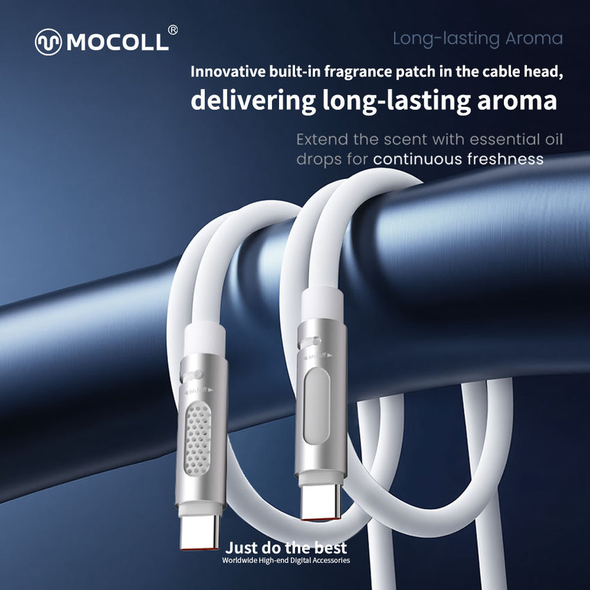 MOCOLL 240W USB-C to USB-C Fast Charging Cable, PD 3.1 Fragrances Design, Nylon Braided Durable Cord for Laptop, Tablet, Smartphone- White
