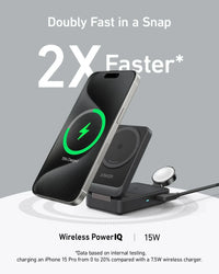 Anker MagGo Wireless Charging Station (15W, Foldable 3-in-1) -Black