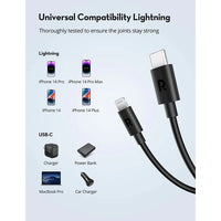 RAVPOWER RP-CB1034 TYPE C TO LIGHTNING CABLE GLOBAL VERION TPE 3M BLACK