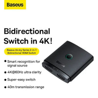 Baseus AirJoy Series 2-in-1 Bidirectional HDMI Switch with 1m Cable - Cluster Black
