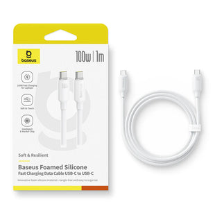 Baseus Foamed Silicone Fast Charging Data Cable USB-C to USB-C 100W 1m - Moon White