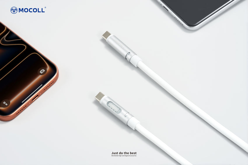 MOCOLL 240W USB-C to USB-C Fast Charging Cable, PD 3.1 Fragrances Design, Nylon Braided Durable Cord for Laptop, Tablet, Smartphone- White