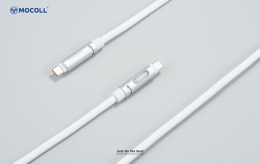 MOCOLL 240W USB-C to USB-C Fast Charging Cable, PD 3.1 Fragrances Design, Nylon Braided Durable Cord for Laptop, Tablet, Smartphone- White