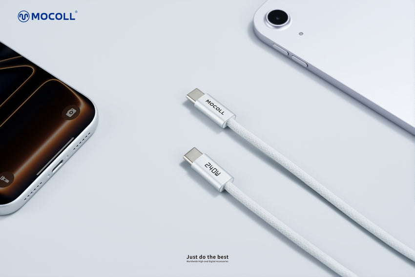 Mocoll MCC25-018: The 240W Fast Charging Cable (C-C) - Light Gray Color
