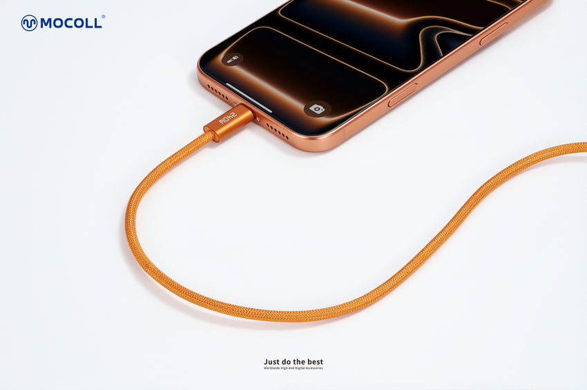 Mocoll MCC25-018: The 240W Fast Charging Cable (C-C) - Orange Color