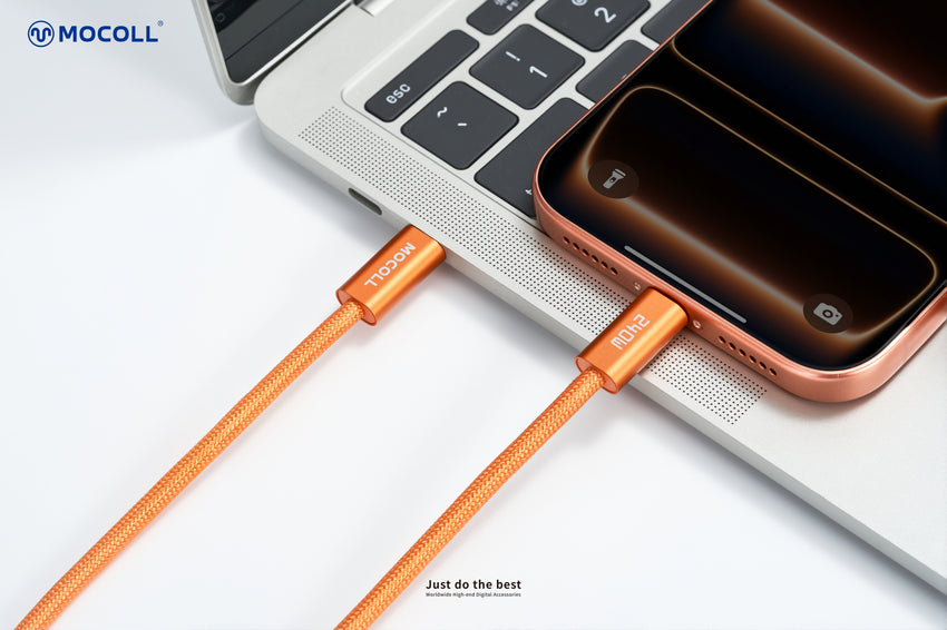 Mocoll MCC25-018: The 240W Fast Charging Cable (C-C) - Orange Color