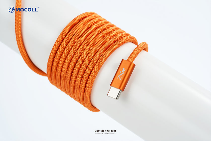Mocoll MCC25-018: The 240W Fast Charging Cable (C-C) - Orange Color