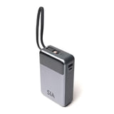 SIA Volt Link SIPB65WTC-GR POWER BANK 20K Mah 65W PD/PPS/QC  WITH BUILT IN TYPE-C CABLE GRAY