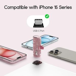 iWALK 4500mAh Powerbank for iPhone Built-In Type C Connector Diamond-Pink