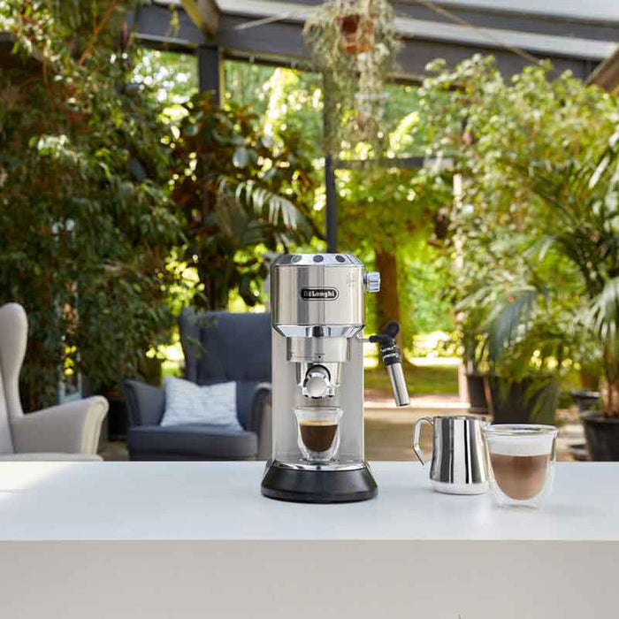 Delonghi Dedica Coffee Machine 1300W 8 Cups Silver Compact Espresso Machine with 15 Bars