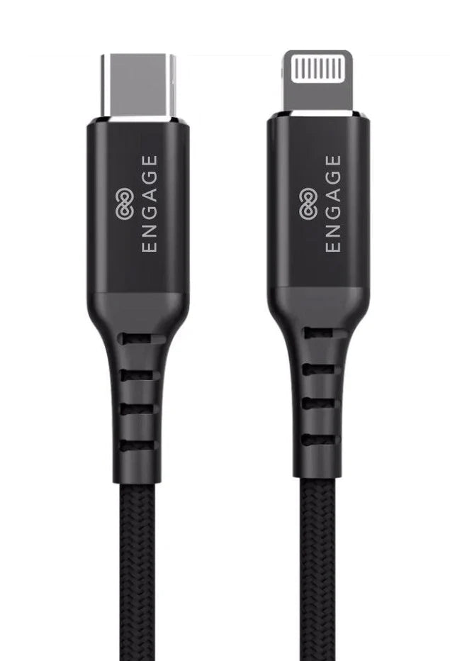 ENGAGE PD 18W FAST CHARGING MFI CERTIFIED TYPE-C TO LIGHTNING CABLE 2 METERS -BLACK