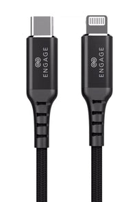 ENGAGE PD 18W FAST CHARGING MFI CERTIFIED TYPE-C TO LIGHTNING CABLE 1 METER - BLACK