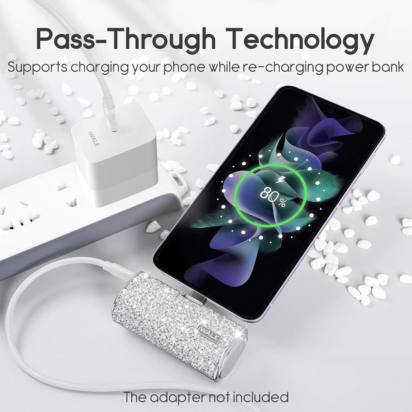iWALK Link Me Plus Pocket Battery 4500mAh USB-C - Silver Diamond